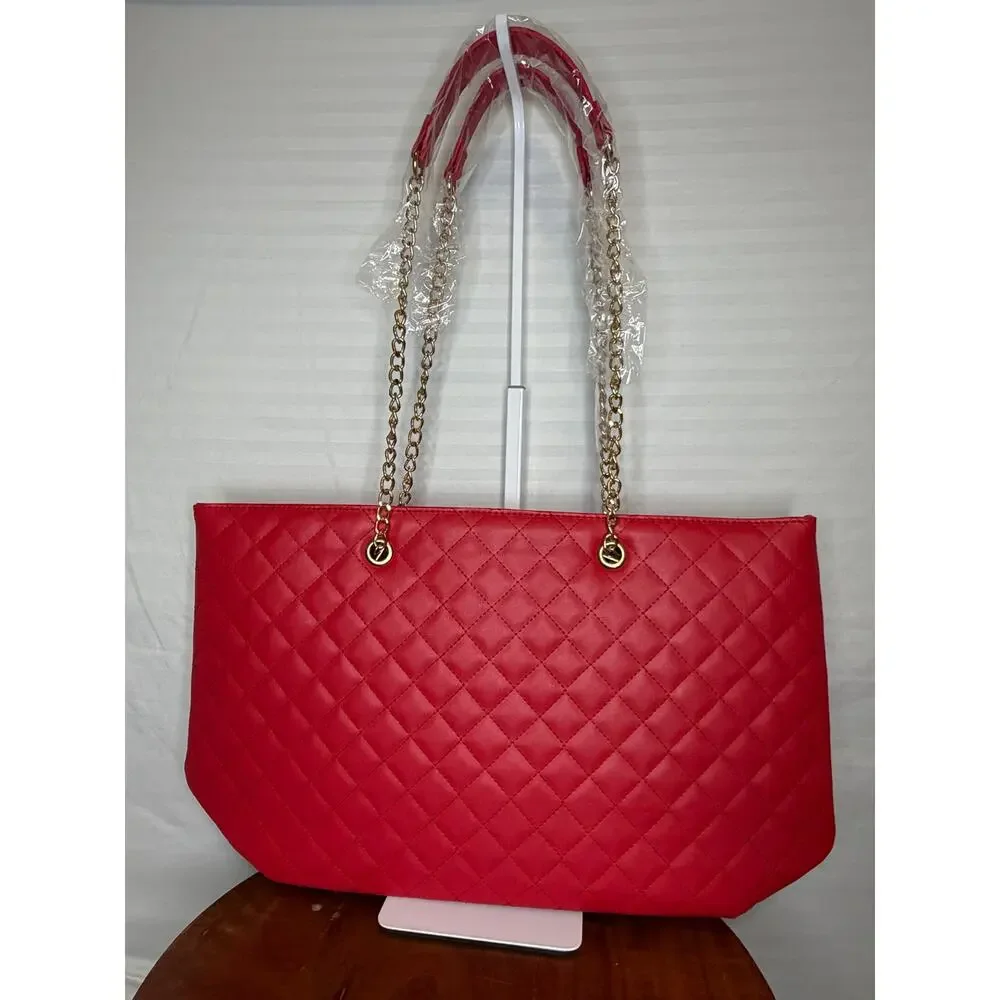 Badgley Mischka Large Quilted Tote MSRP $129 NWT Black Vegan Leather (#2)